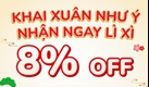 Khai xuân như ý - Nhận ngay lì xì với mã giảm 8%